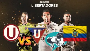 Britos, Flores y Ureña posando con la camiseta de la ´U´ con el logo de la Copa Libertadores