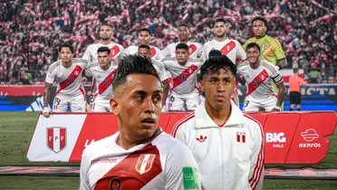 Christian Cueva, Renato Tapia y detrás el 11 de la Bicolor vs Paraguay