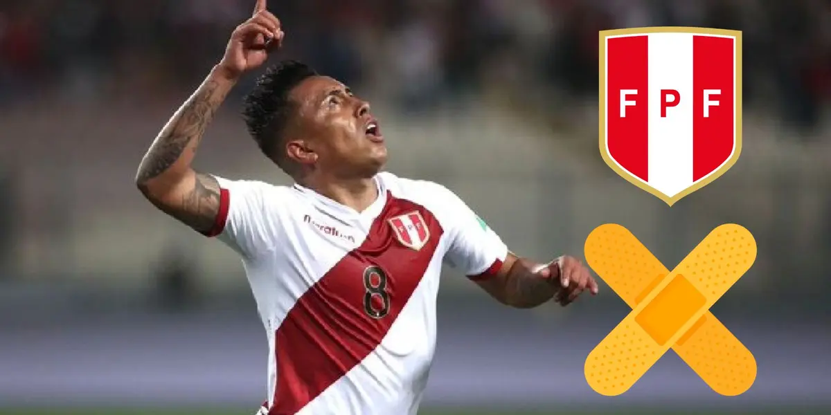 Christian Cueva señalando para arriba y vistiendo la camiseta de la Selección Peruana