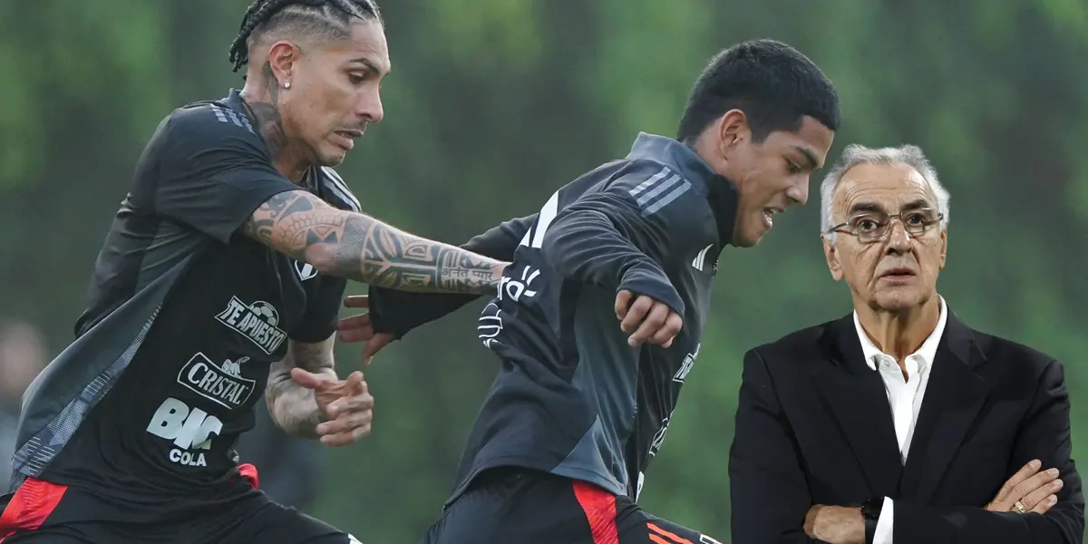 Fossati serio, Guerrero enfrentando a Grilmado (Foto: Selección Peruana) 