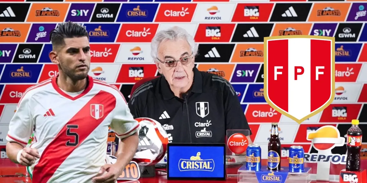 Jorge Fossati en conferencia de prensa y Carlos Zambrano con la camiseta bicolor