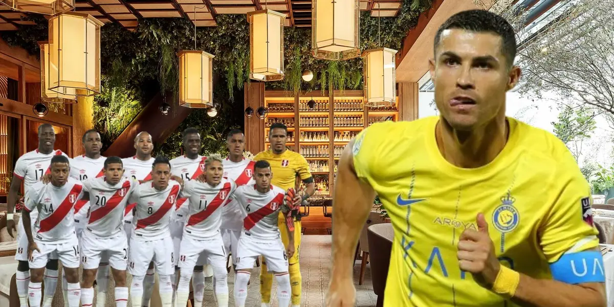 La Selección Peruana del año 2017 y al lado Cristiano Ronaldo con camiseta del Al-Nassr