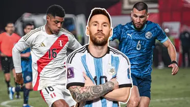 Lionel Messi en Argentina y Wilder Cartagena vs un Paraguayo (Foto: Selección Peruana) 