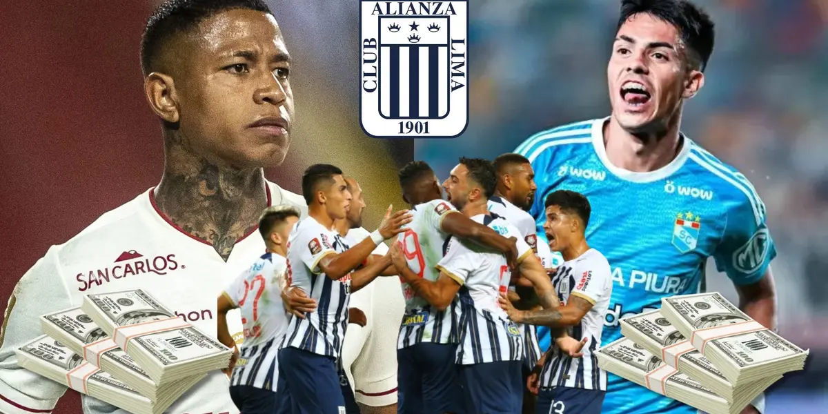 Andy Polo, Santiago González y jugadores de Alianza Lima festejando