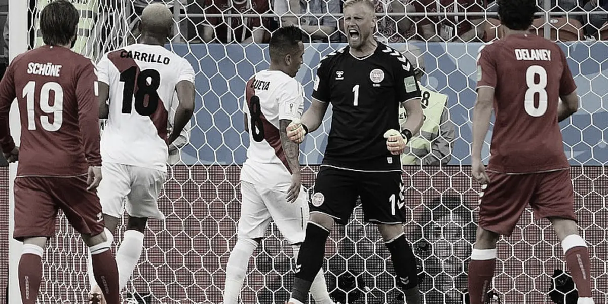 Christian Cueva fallando el penal ante Dinamarca