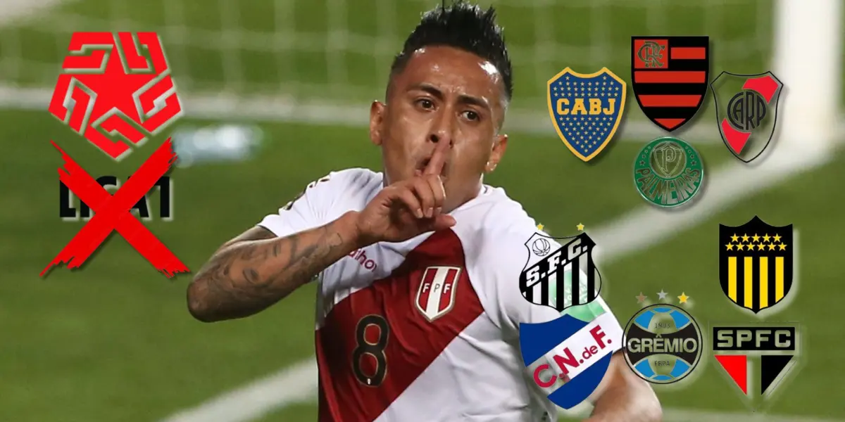 Christian Cueva haciendo el gesto de silencio con la camiseta de la Selección Peruana