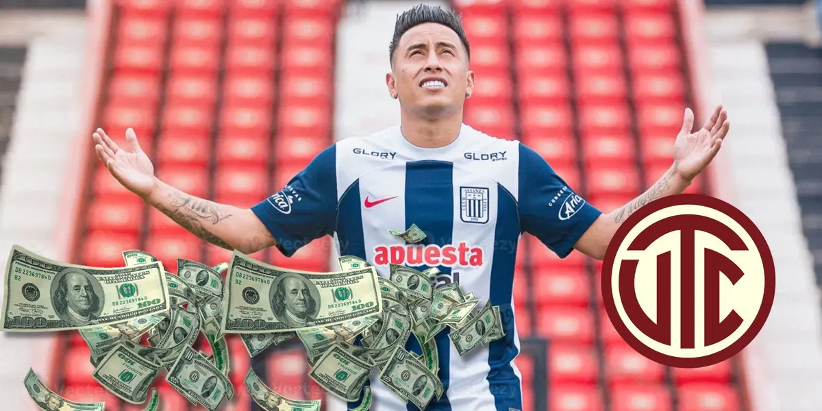 Christian Cueva vistiendo la camiseta de Alianza Lima y mirando al cielo