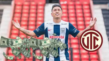 Christian Cueva vistiendo la camiseta de Alianza Lima y mirando al cielo