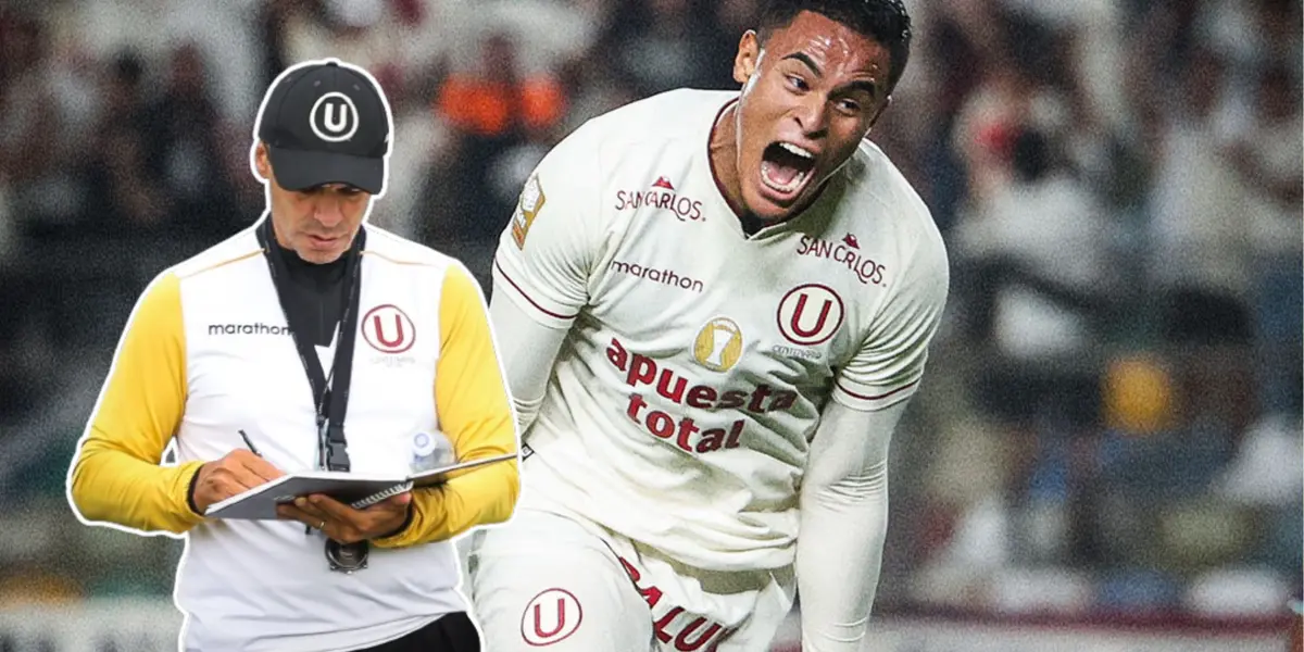 Christopher Olivares gritando y Fabián Bustos apuntando algo en un cuaderno (Foto: Universitario) 