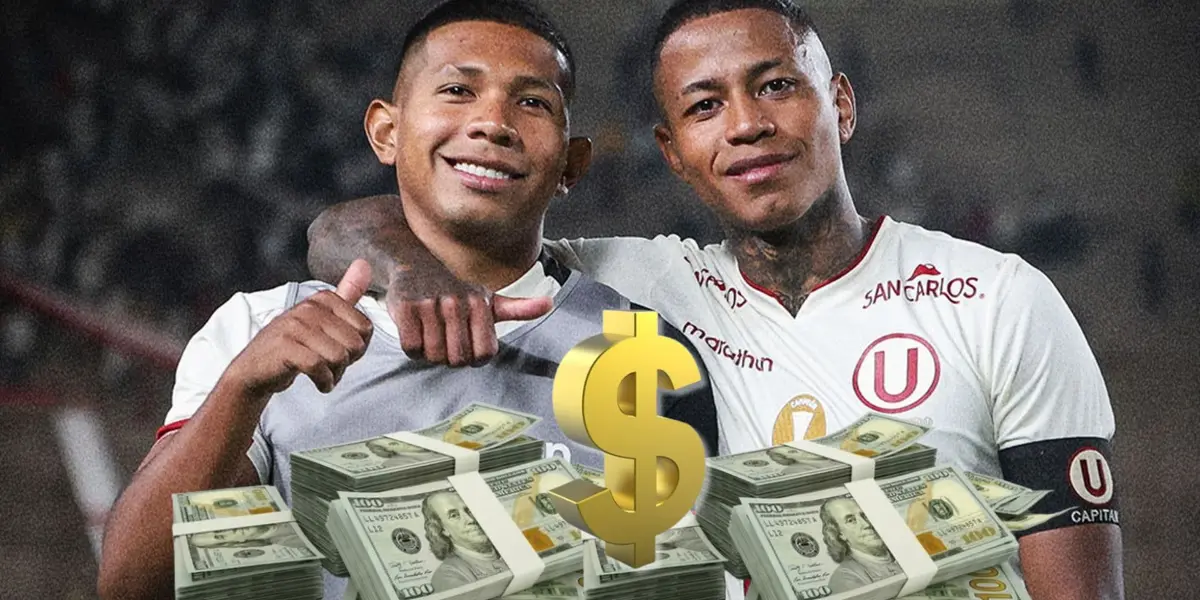 Edison Flores y Andy Polo vistiendo la camiseta de Universitario de Deportes 