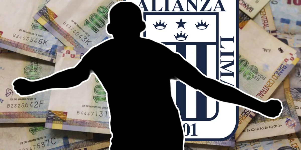 Escudo de Alianza Lima y dinero en el fondo 