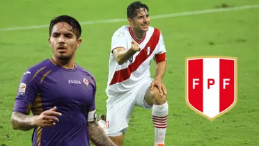 Juan Manuel Vargas con la camiseta de Fiorentina y Claudio Pizarro celebrando con la Bicolor