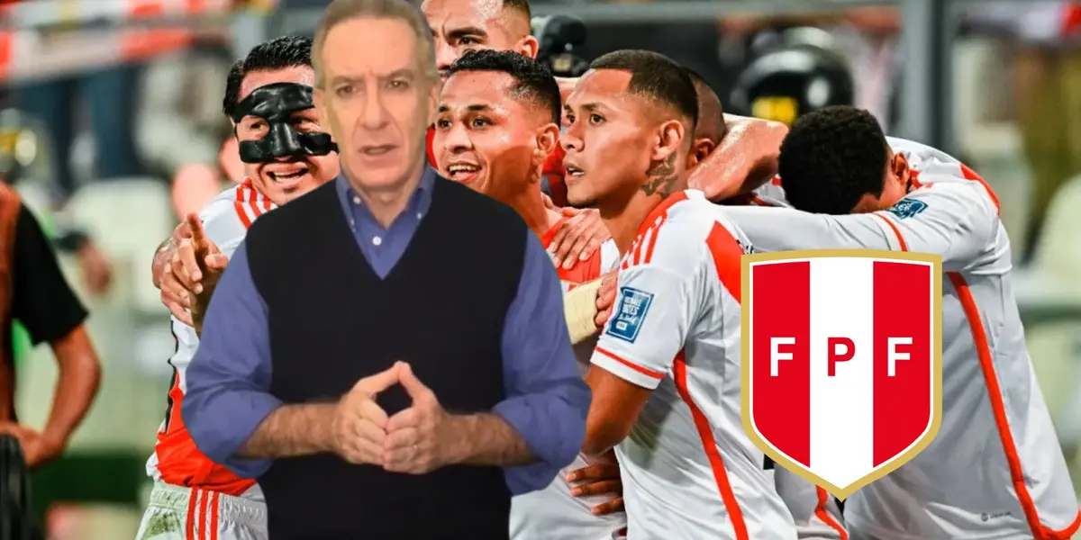 Jugadores de la Selección Peruana abrazados y delante Eddie Fleischman