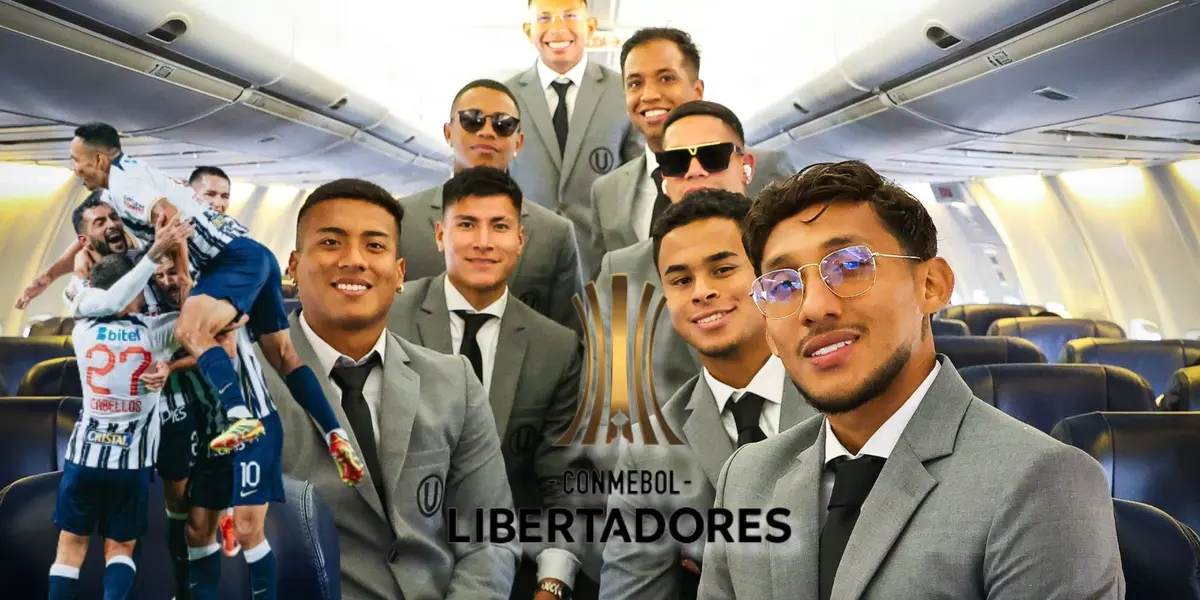 Jugadores de Universitario de Deportes en el avión y al lado Alianza Lima celebrando