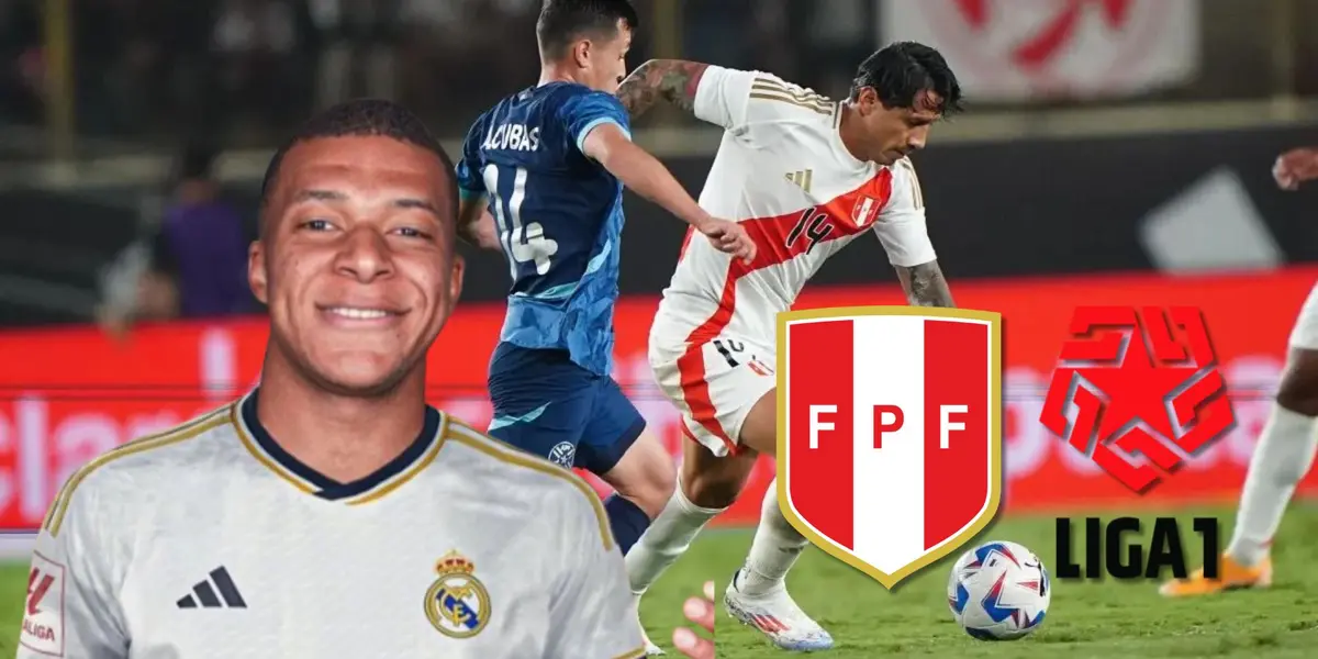 Lapadula disputando acción de juego vs Paraguay, delante Kylian Mbappé