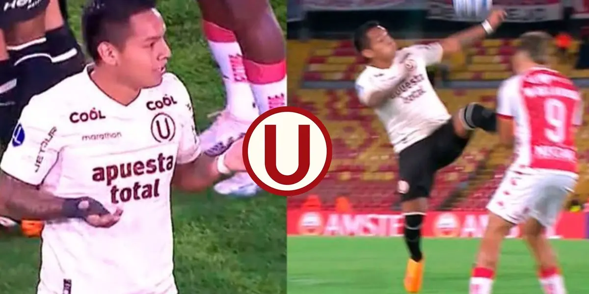 Lateral crema salió expulsado en el Santa Fe vs Universitario por la Copa Sudamericana 