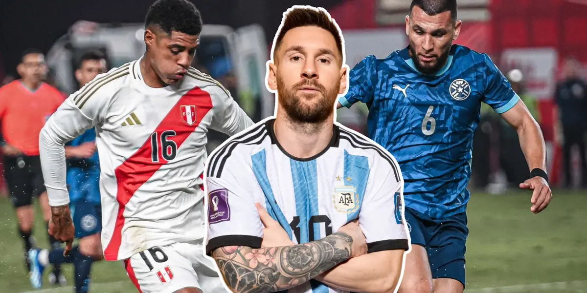 Lionel Messi en Argentina y Wilder Cartagena vs un Paraguayo (Foto: Selección Peruana) 