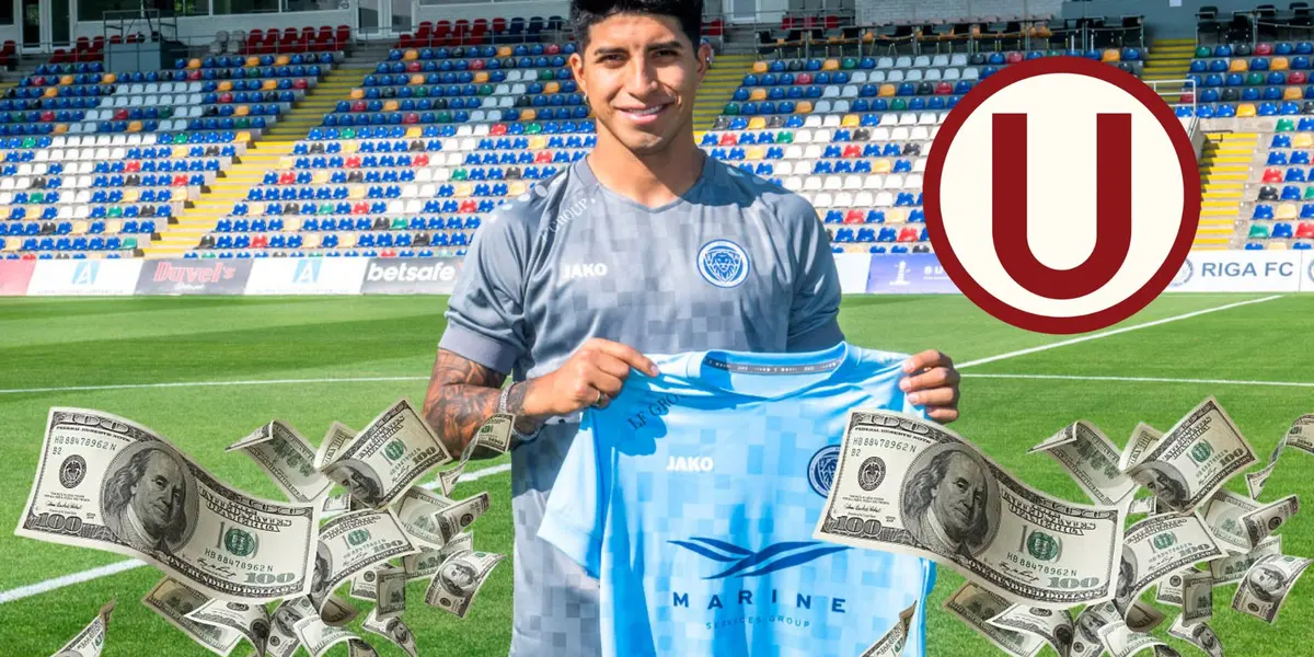 Luis Iberico posando con la camiseta del Riga FC de Letonia