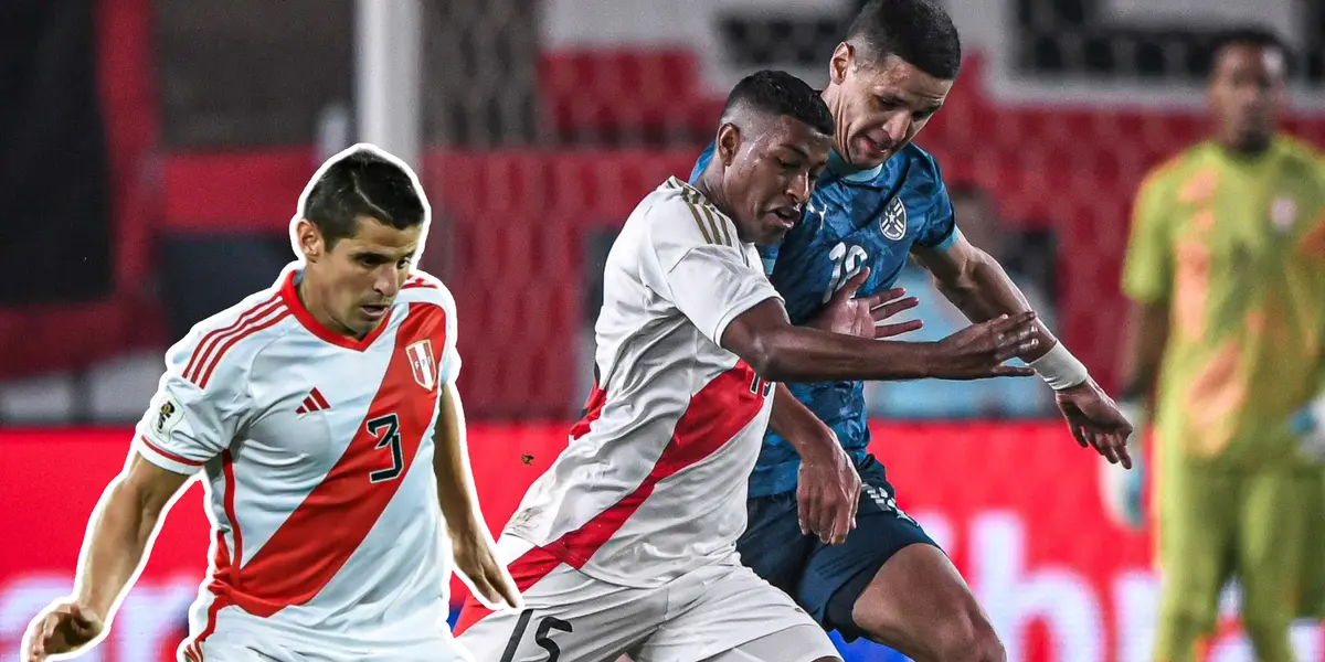 Miguel Araujo jugando ante Paraguay y Aldo Corzo en Perú (Foto: Selección Peruana) 