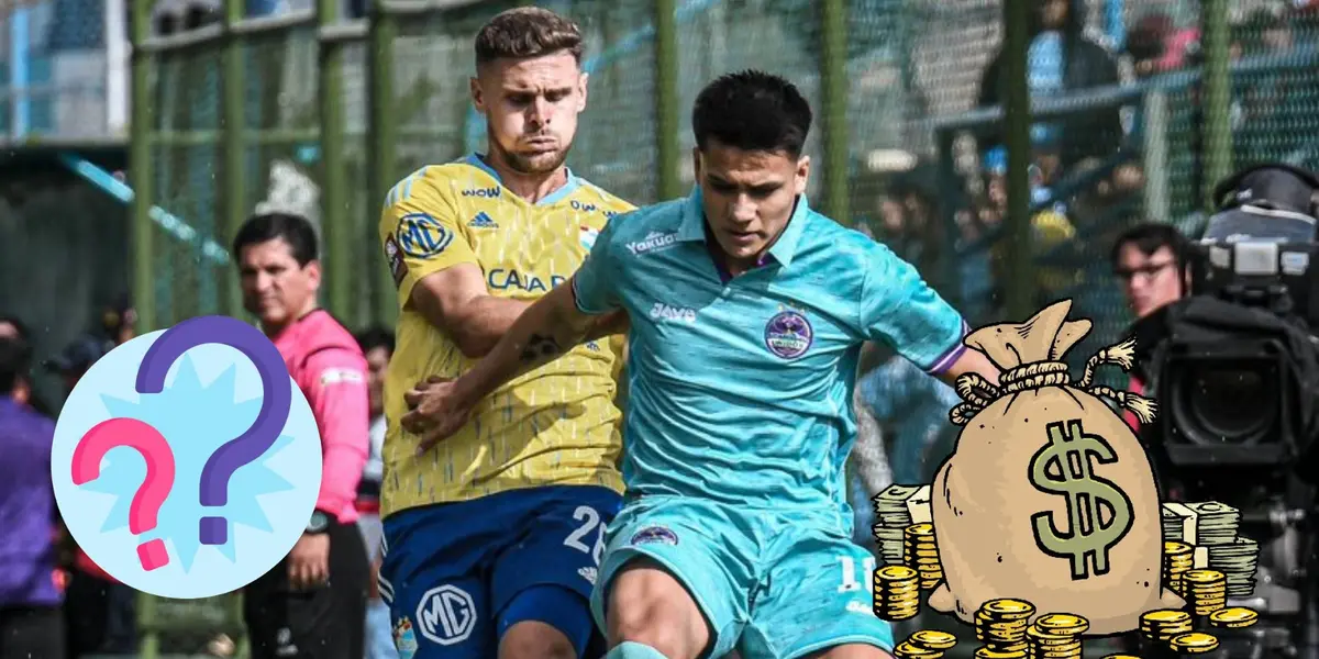 Nicolás Pasquini y Óscar Pinto disputando una acción en el Comerciantes vs Cristal