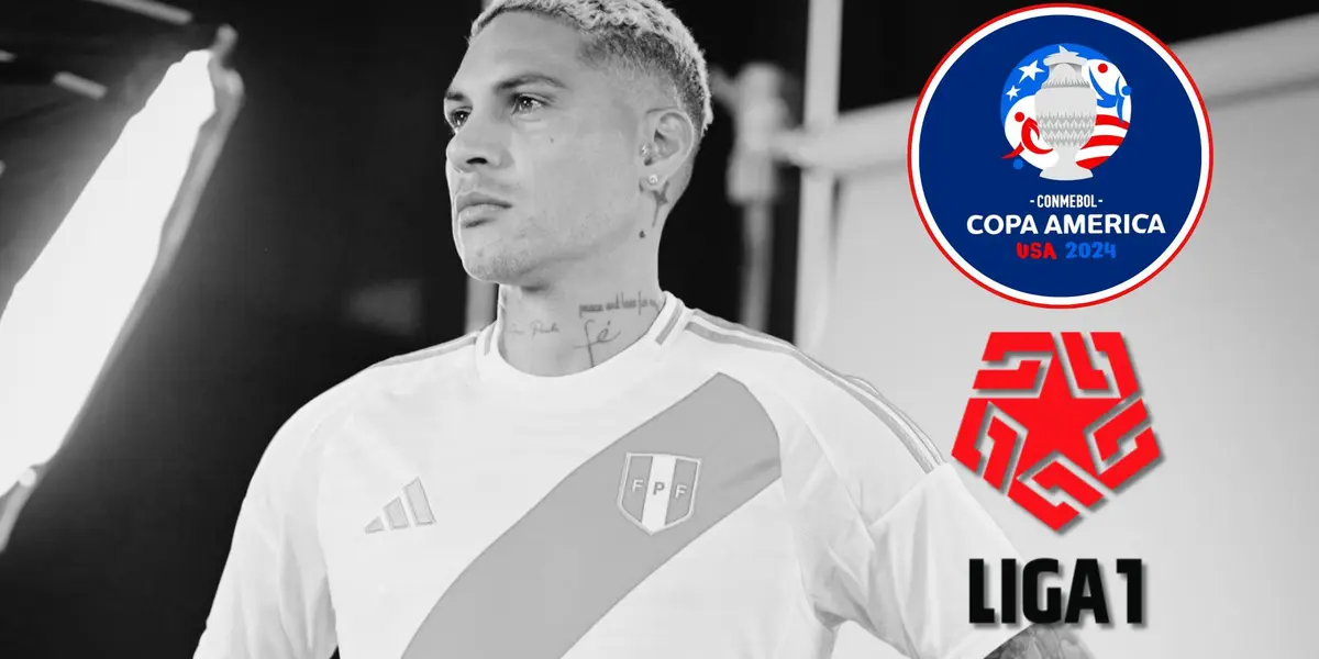 Paolo Guerrero vistiendo la camiseta de la Selección Peruana en blanco y negro