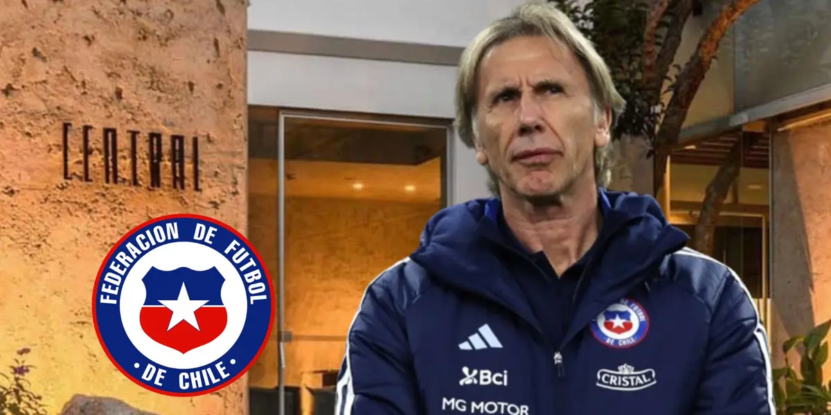 Ricardo Gareca vistiendo el buzo de la Selección Chilena y detrás el restaurante ´Central´ de Lima