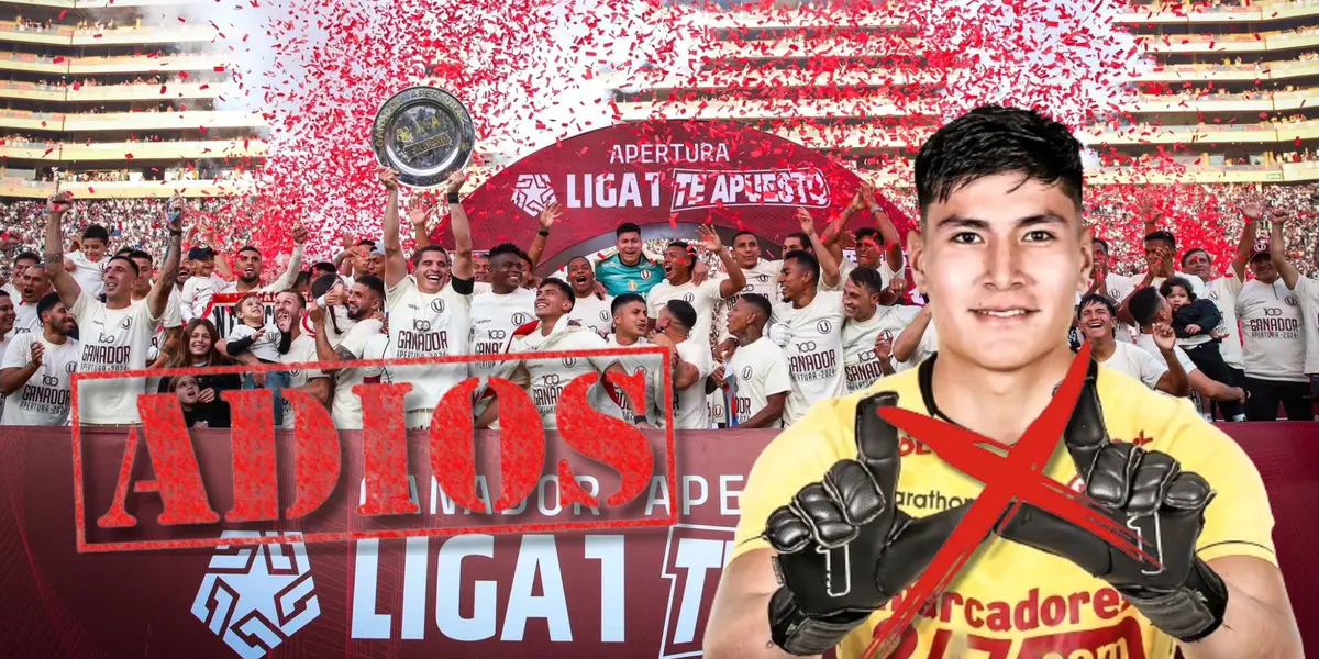 Universitario de Deportes celebrando el título del Apertura y delante Diego Romero