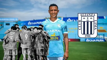 Yoshimar Yotún en el Estadio Alberto Gallardo y debajo jugadores de Sporting Cristal